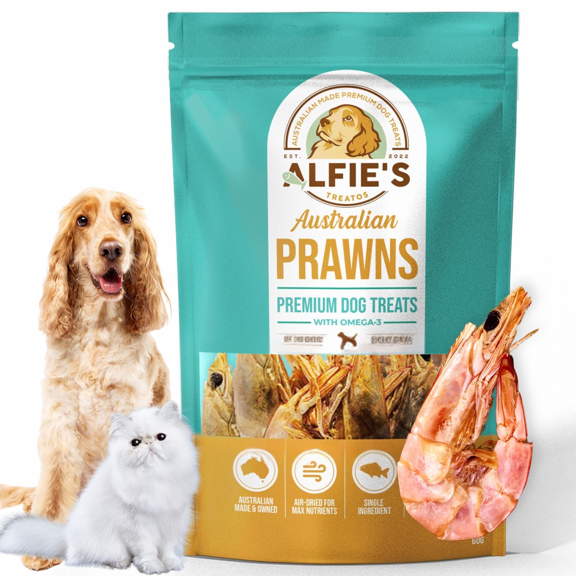 Wild-Caught Australian Jumbo Prawn Treats for Dogs & Cats
