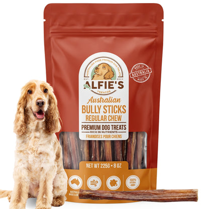 Alfie's Treatos Australian Bully Sticks Regular Chew 225g pack