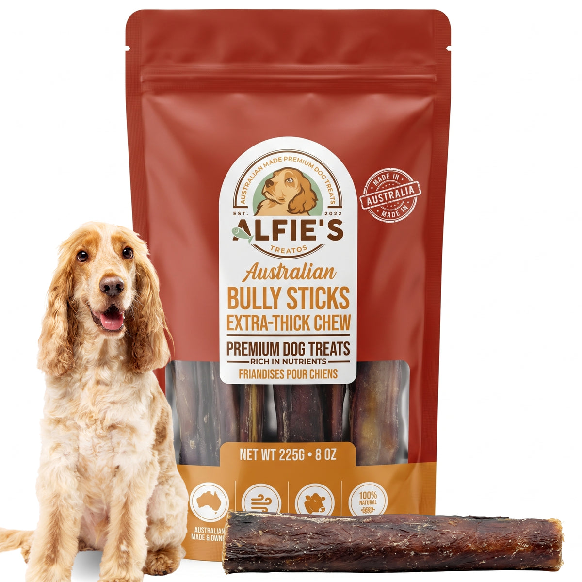 Alfie's Treatos Australian Bully Sticks 225g pack