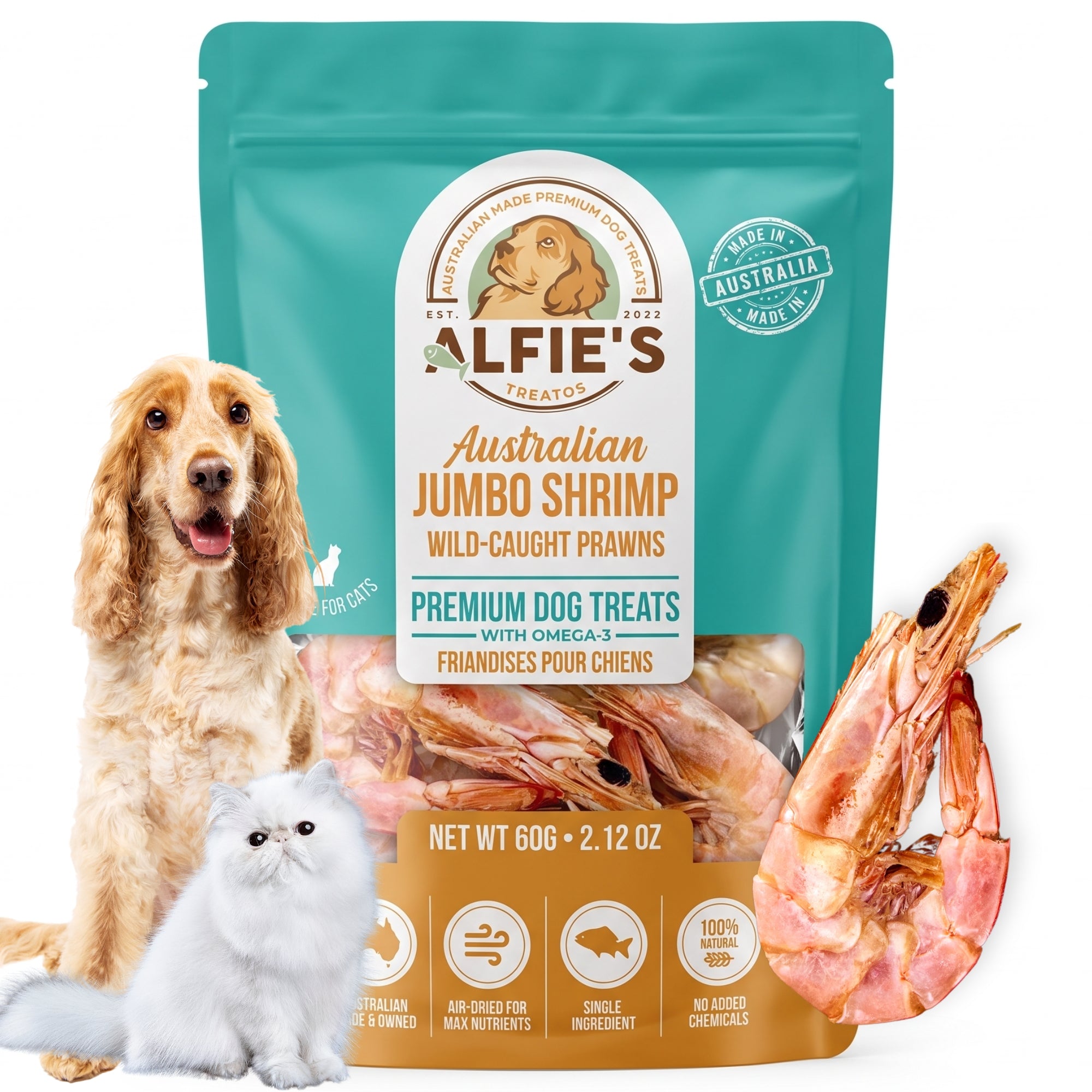 Wild-Caught Australian Jumbo Prawn Treats for Dogs & Cats
