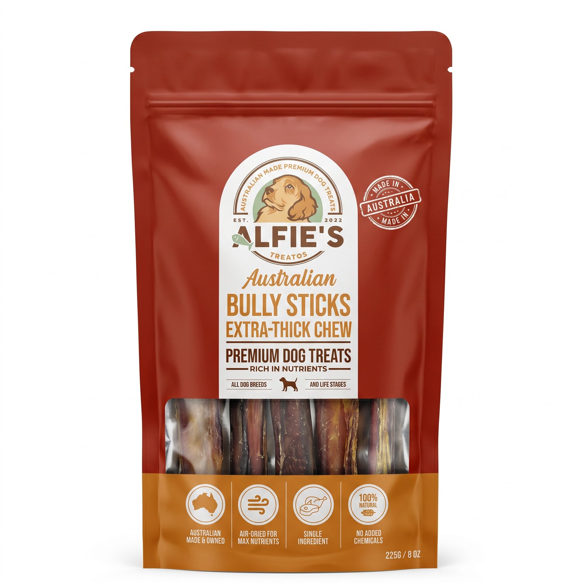 Alfie's Treatos Australian Bully Sticks 225g pack