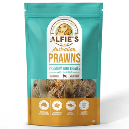 Alfie's Treatos prawn dog treats bag front