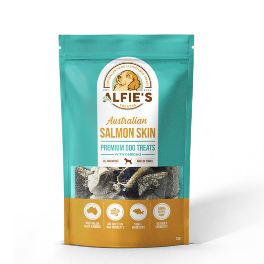 ALFIE'S TREATOS Fish Skin Dog Treats - Salmon Skin Treats for Dogs